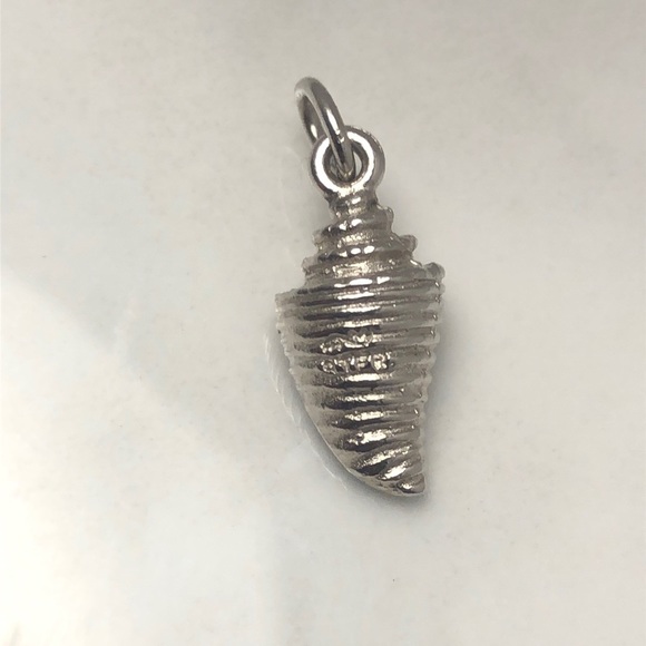 Sea shell sterling silver vintage pendant bracelet charm - Picture 2 of 4